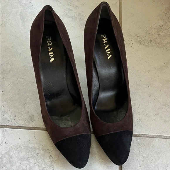 Prada Women's Black and Brown Heels